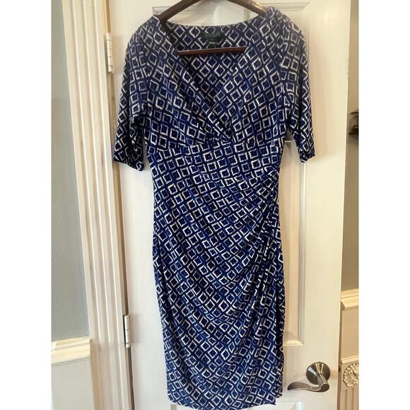 Ralph Lauren Career Dress Women 8 Blue Easter Spring Wedding Church Flattering - Picture 1 of 8